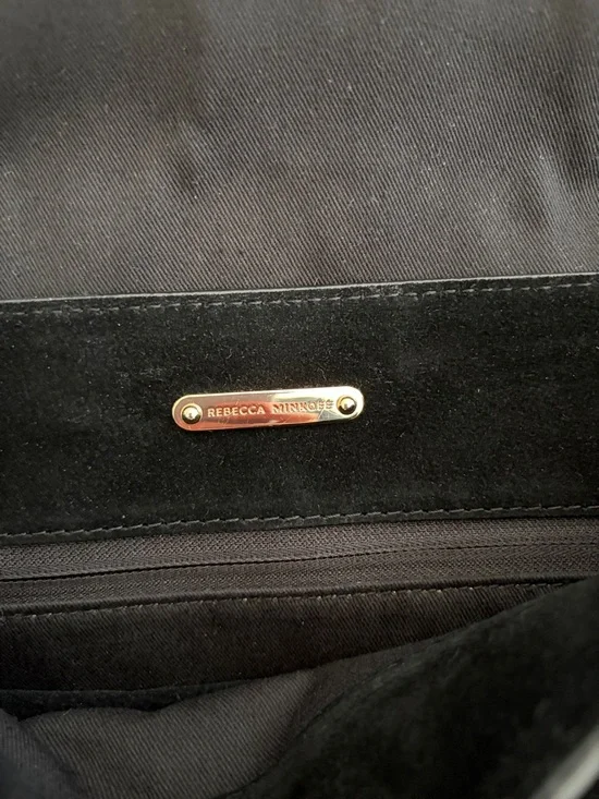 Rebecca Minkoff Black Suede Shoulder Bag with Gold Hardware - Picture 3 of 4